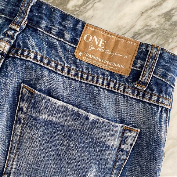 One Teaspoon Womens Medium Wash Distressed Ankle Trashed Free Birds in Cobain 25 - Picture 8 of 11
